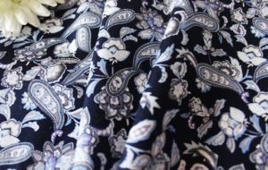 Ткань для постельного белья Поплин Пейсли цвет темно-синий