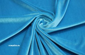 Диванная ткань Бархат стрейч цвет голубой