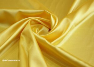 Двусторонняя ткань Атлас стрейч цвет желтый